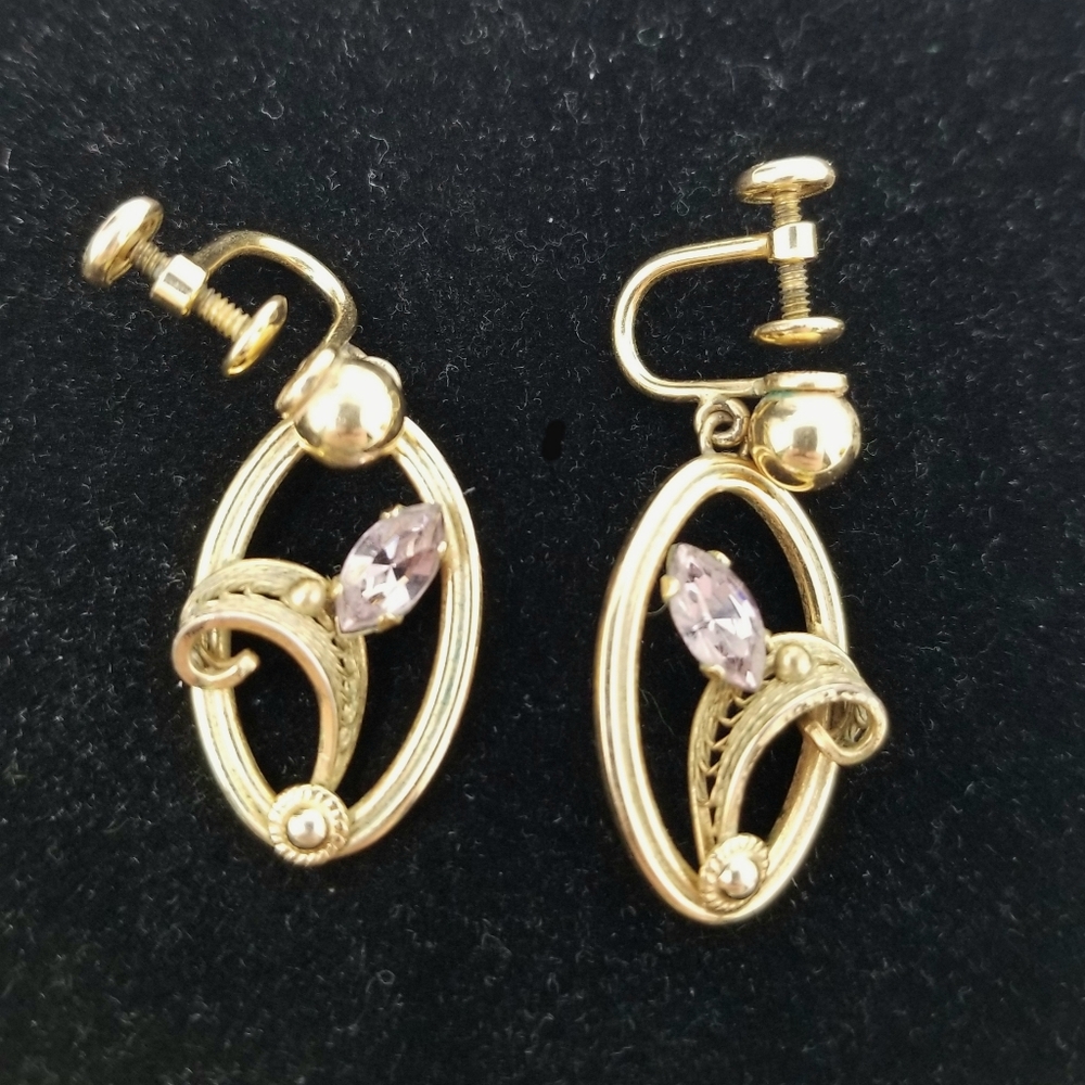 Vintage 12k Gold Filled A & Z Screw Back Earrings - Picture 3 of 5